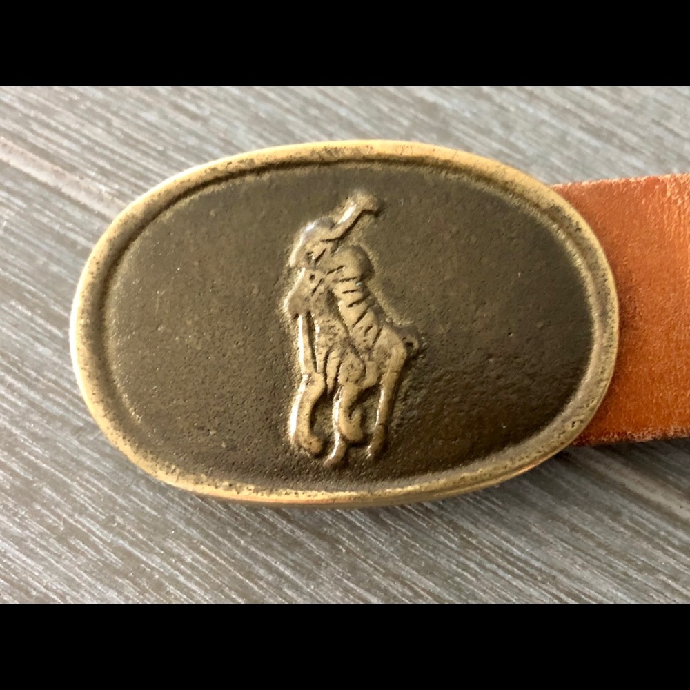 Polo Vintage Woven Belt with Brass Buckle Blue 38